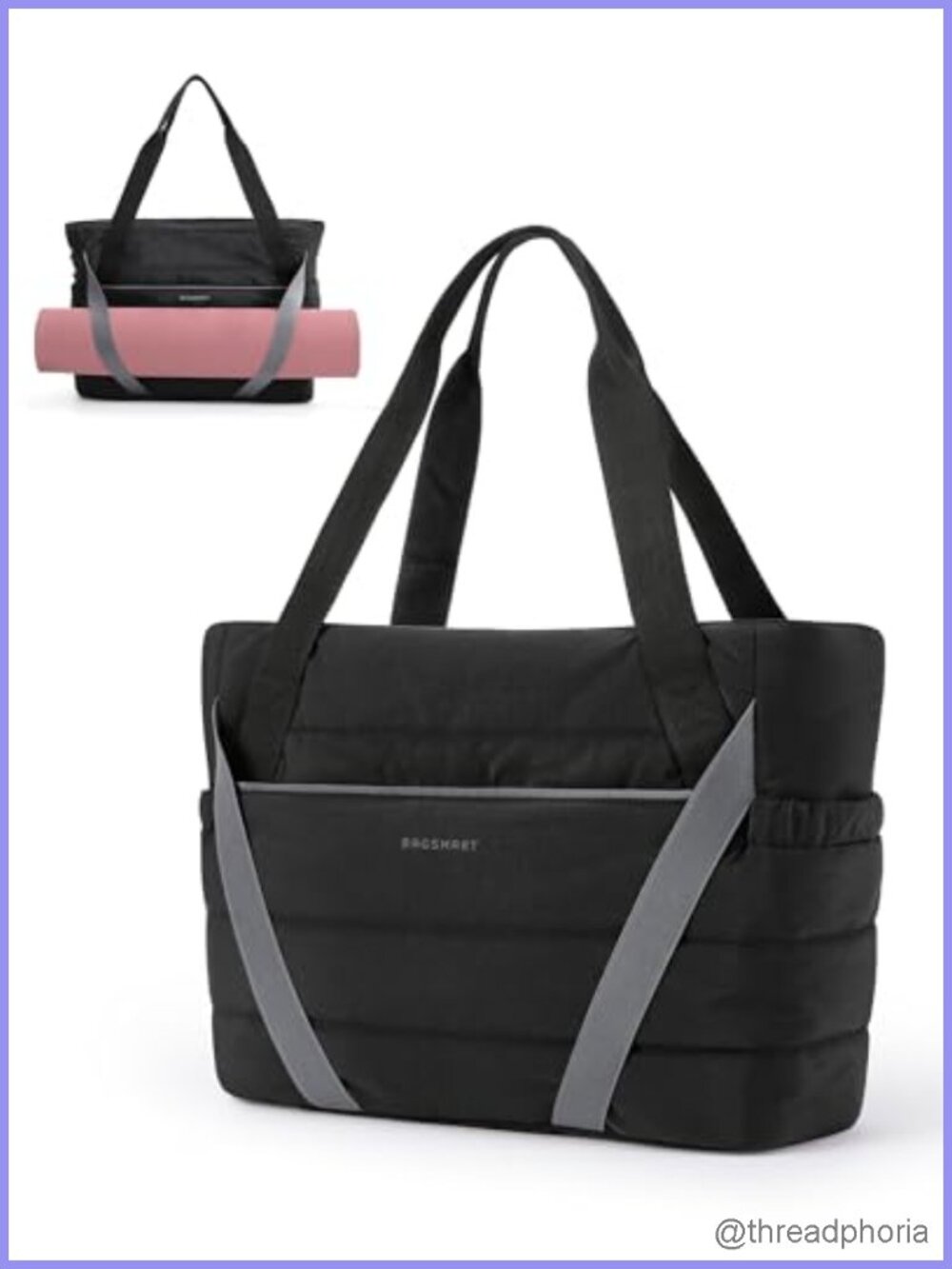 Nylon Yoga Mat Tote Bag with Laptop Compartment, Work Gym Travel Bag Top Handle